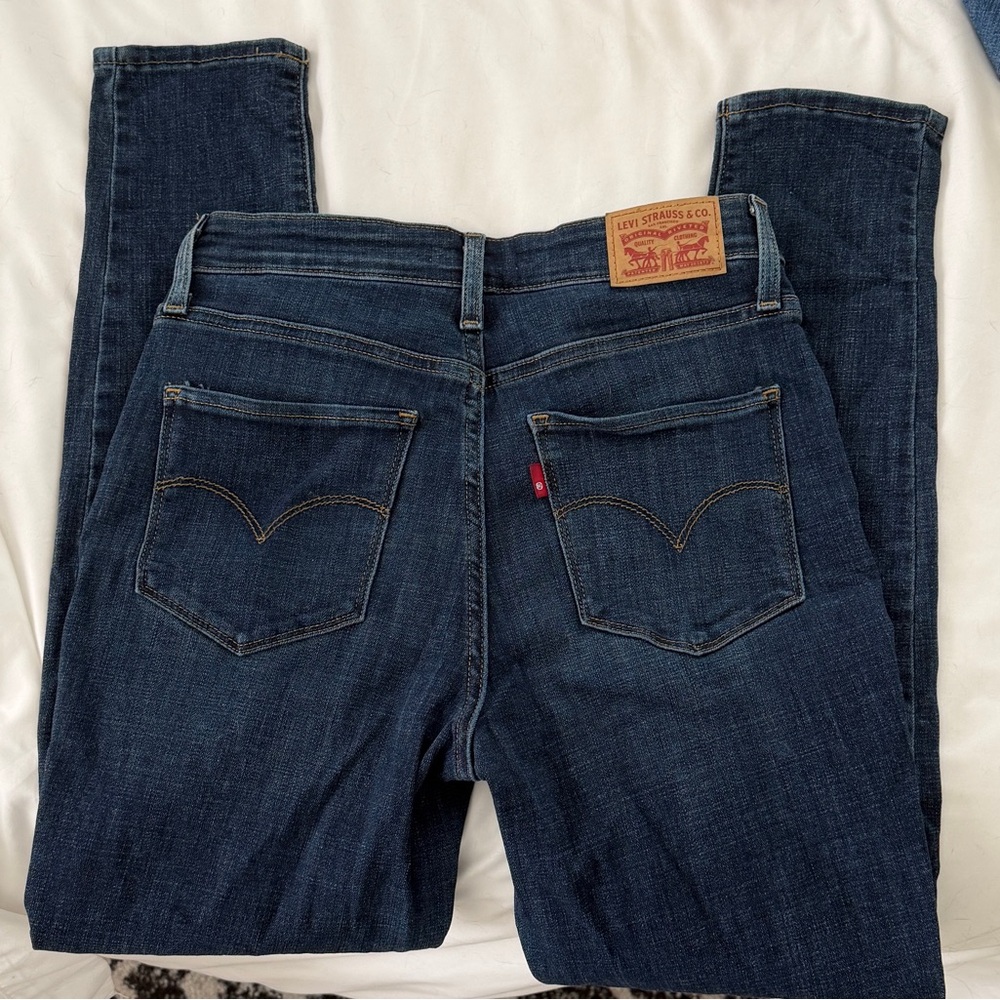 Levi's High Rise Dark Blue Straight Leg Jeans 271